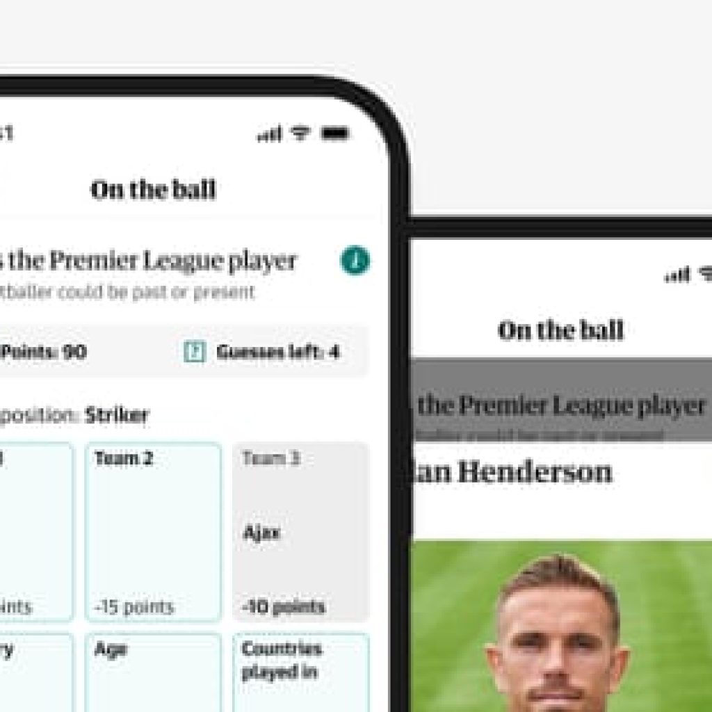 On the ball on the Guardian app