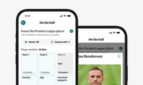On the ball on the Guardian app
